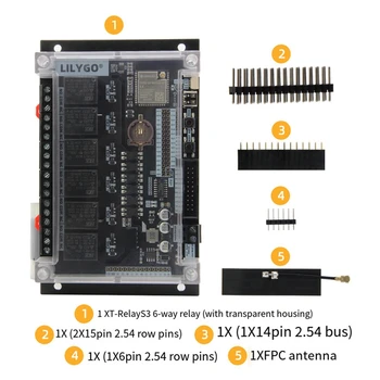 LILYGO T-Relays3 ESP32-S3 6-Лентов такса за разработване на реле, Черен Безжичен модул Wifi, Bluetooth, такса разширяване, LCD дисплей