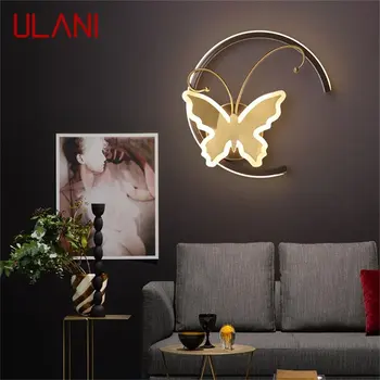 Творчески стенни аплици ULANI Nordic, медна лампа, модерен led лампа с абажуром под формата на пеперуда за дома