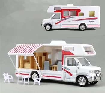 [Забавно] 22-сантиметрови дом на колела Morto Home Coach Camper Van Модел, монолитен под налягане със светлина и звук, колата е от сплав с възможност за сгъване на облегалката, включва играчки мебели