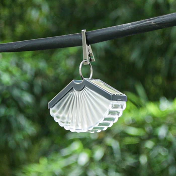 Стилен веерообразный слънчев окачен лампа със скоба, водоустойчив външен лампа, декорация за двор