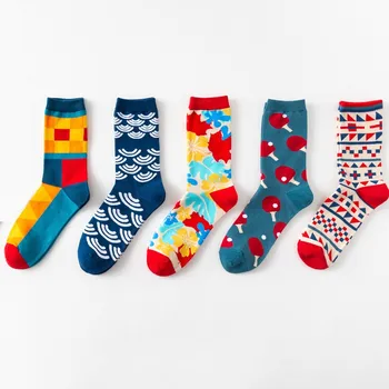 Чорапи Памук В Британски Стил С Персонализирани Цветисти Принтом INS Trend Универсално Изкуство Хип-Хоп Спортни Мъжки И Дамски Чорапи-Тръбички N203