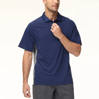 Мъжка риза поло с къс ръкав в цвят блок, спортна фланелка за голф Dry Fit Performance