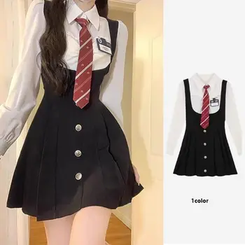 Нова дамски корейската версия на Sweet Spicy Girls Academy Style Риза с къси ръкави с яка-часова, Вратовръзка, 3D декорация, Подобрен дизайн на рокля в стила на колежа