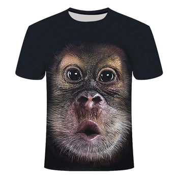 Мъжки тениски с 3D принтом животни, тениска с маймуна, Къс ръкав, забавен дизайн, ежедневни потници, тениски, Мъжки t-shirt на Хелоуин, риза 5XL