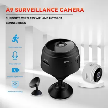 Мини камера A9 WiFi 1080P, камера за наблюдение на сигурността с висока разделителна способност, Въздушна спортна камера, Безжични видео Рекордер, запис на глас