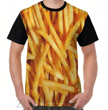 Тениска Fries с графичен дизайн, мъжки блузи, дамски тениска, мъжки тениски с забавни принтом и кръгло деколте с къс ръкав