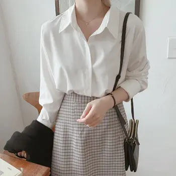 blusa social feminina manga longa plus size botões com laço botao estampa 100% algodao camisa de manga comprida природен sentido