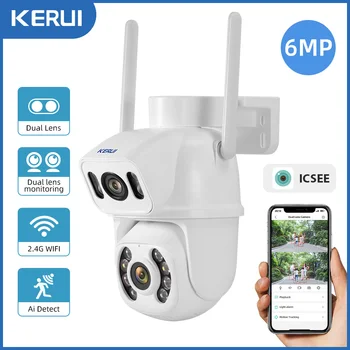 KERUI 6MP Камера за Сигурност WIFI ICSEE Камера За Следене на Форма на човек С Двоен екран Wifi Цветна Камера Surval Balance ВИДЕОНАБЛЮДЕНИЕ