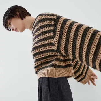 Жена пуловер 2023, Есенно-зимния Нов вълнен шарен универсален ден за ден вязаный пуловер