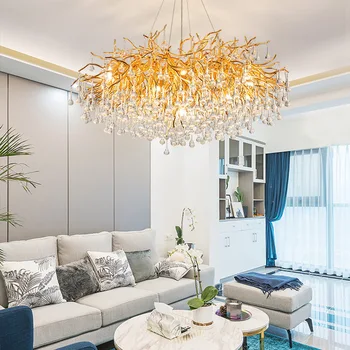 Скандинавските Луксозни Кристални Полилеи със златен хромирано корпус, led окачен лампа във формата на капка вода, за хол, спални, хотелски хол, вила