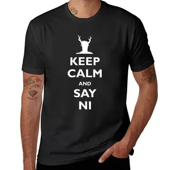Нова тениска Keep Спокойно and Say Ni, тениски по поръчка, дрехите kawaii, къса тениска, тениски за спортните фенове, мъжки обикновена тениска