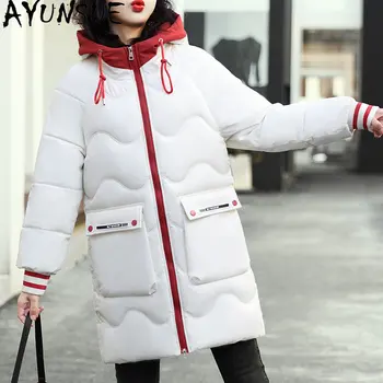 Зимни якета за жени 2023, Naka памучен яке, Дамски топли дебели палта със средна дължина, Ново Свободно палто с качулка Jaqueta Feminina