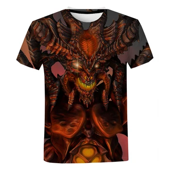 Игра Diablo За мъже и жени, Универсална лятна ежедневни тениски с 3D принтом, модни блузи оверсайз, дрехи