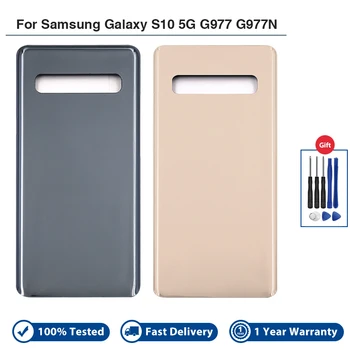 Нова Капак на Отделението за батерията На Samsung Galaxy S10 5G SM-G977B G977F Задната със Стъклен Капак на Отделението за батерията, Корпус, Резервни Части За Samsung