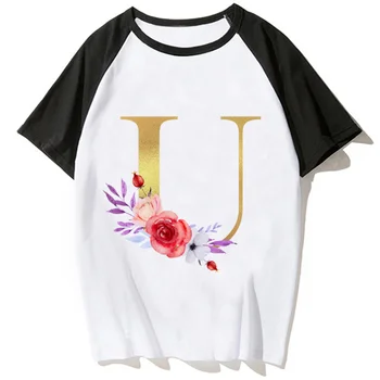 Тениски с азбука от А доене, женски японски тениски, дамски градинска облекло