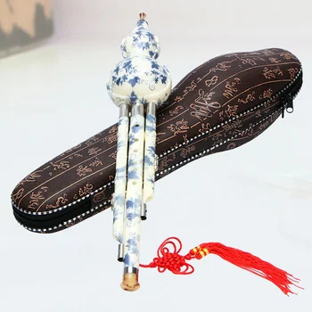 Синьо-Бял Порцелан Тиква Коприна Китайски Традиционен инструмент Тыквенная Флейта За начинаещи Синтетични музикални инструменти за възрастни