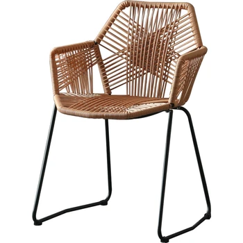 Трапезни столове от ратан в скандинавски стил за тераси на открито, Стол за спални, кафенета, Прост, Модерен ресторант, Стол за сядане с облегалка в общежитието