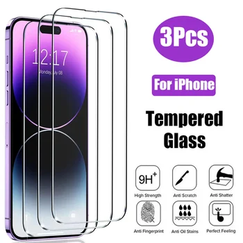 3ШТ Защитен слой от Закалено Стъкло за iPhone XR XS 6S 7 8 Plus 11 12 13 14 Pro Max, Устойчиво На Надраскване стъкло, Защитно Стъкло