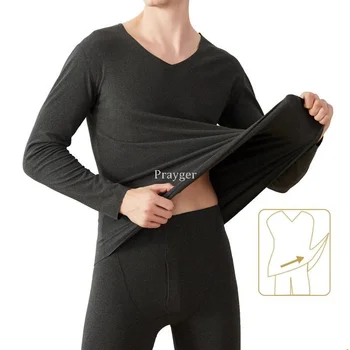 Мъжко бельо thermal; зимни долни гащи, изолирана блузи, дрехи с копчета, V-образно деколте, гладък Голяма талия, L-4XL