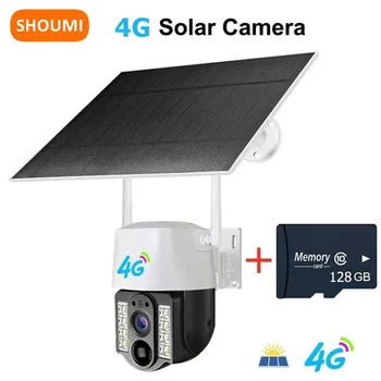 Shoumi 4G Уеб-камера 1080P Wifi Слънчево Помещение Външно Видеонаблюдение Camara PIR за Откриване на Хуманоиди Нощно Виждане Защита на Сигурността на HD Уеб камера