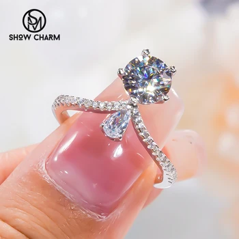 Класически пръстен от сребро S925 Проба с платинен покритие, Луксозно Годежен Бижу за жени, за Сватба парти, празник, не избледнява