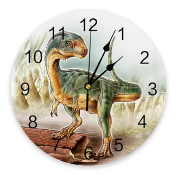 Стенен часовник с животни и динозаврите, много модерни кухненски Кът Кръгли Стенни часовници, Безшумни висящи часовници за Спални