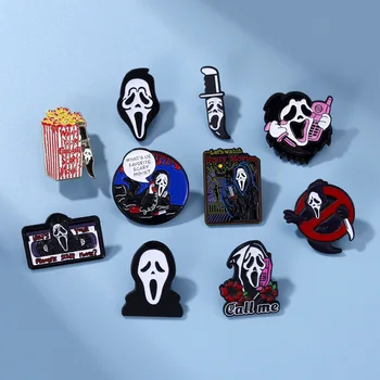Бижута Kiss в готически стил, серия от черепи на Хелоуин, Брошка на ревера от сплав, пънк-лента, цвете Картофи, Скелет, Забавен иконата, чанта, раница, подарък
