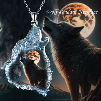 Модерен мъжки и женски красиви творчески кристални колиета с отложено във формата на вълк, подарък за годишнина, празник