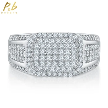 PuBang Изящни Бижута от чисто сребро 925 проба с муассанитом, диамантен пръстен за мъже, подарък за коктейльной сватба, безплатна доставка