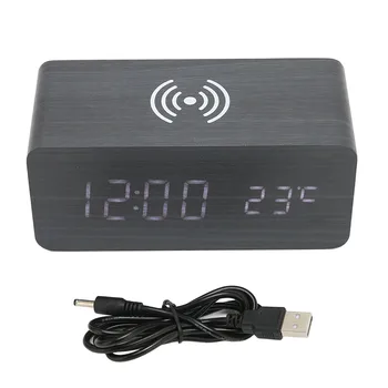 Digital alarm clock, лесна настройка, дървени цифров часовник за спални