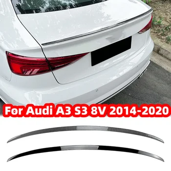Дифузер на задната сплитер багажник за Audi A3 S3 8V Седан 2014-2020 Спойлер от въглеродни влакна, черен Комплект Аксесоари в стил Wing S, Бодикит