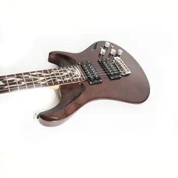 Гореща Разпродажба, Фабрична Индивидуална Кафява Голямо Цвете Електрическа китара с Две Звукоснимателями