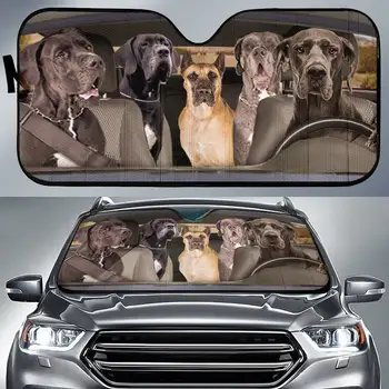 Кучета немски дог 5 Автоматичен козирка, Дизайн кучета, сенника за кола, Интериор на автомобили, Печат на поръчката, автоаксесоари, Стражеви кучета