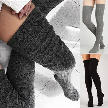 Абсолютно нови дамски зимни crochet ботуши над коляното, топли Чорапи до бедрото, Дантелени Гамаши, Чорапи