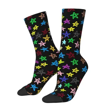 Напълнете небето през нощта, щастливи мъжки чорапи, Реколта Звезда, с нестандартен стил Харадзюку, чорапи за екипажа, подарък картина