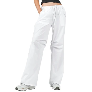 Xingqing Широки панталони-карго за жени y2k Эстетичные обикновен панталон с ниска талия в съвсем малък и джобове, спортни панталони 2000-те години