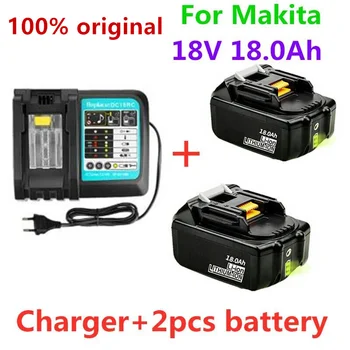 18V18Ah Акумулаторна Батерия 18000mah Литиево-Йонна Батерия Сменяеми батерии за MAKITA BL1880 BL1860 BL1830батарея + Зарядно устройство 3A