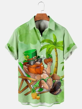 Ризи с ръкави, Негабаритная Мъжки Реколта Мъжки Плажна Блуза, Мъжка Лятна риза с 3D принтом, Хавайски спортни тениски, Къси лацканы дрехи 