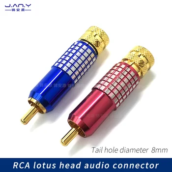 Мед позлатени съединители RCA Lotus за свързване на аудио и видео сигнал към коаксиальному кабел AV без спойка, самостоятелно блокиране на слива терминал