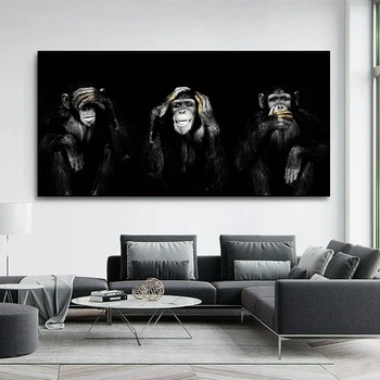 Странното животно Маймуна, живопис върху платно, модерни постери и щампи, стенни художествени картини за всекидневна, декориране на дома