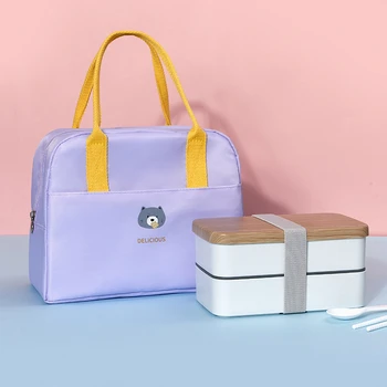 Голяма Дамска чанта за обяд с икона, Преносим самозалепваща чанта-ланчбокс с цип, термосумка-хладилник за училището пикник