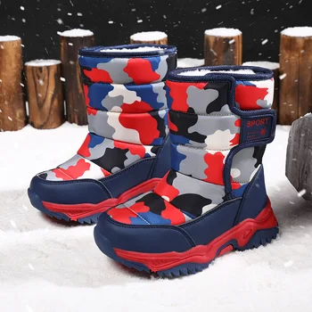 2023 Зимни детски обувки от плюшени непромокаемой тъкан, нескользящая обувки за момичета, Зимни ботуши гумени подметки, Модни топли улични обувки