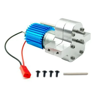 Мотор-редуктор 370 + радиатор за пикап, Мультяшная Адаптивна скоростна кутия в събирането, сребристо-синьо