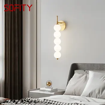ULANI Модерна Стъклена лампа Аплици LED 3 Цвята Творчески Месинг Злато, с монтиран на стената лампа за начало декор за хола Спални