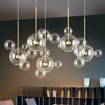 Модерен окачен лампа Luminaria за всекидневна, кухня, висящи осветителни тела, вътрешно осветление, прозрачни стъклени мехурчета, полилеи led