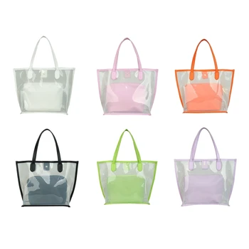 Прозрачната чанта през рамо водоустойчива чанта, изработена от PVC за момичета, Дрехи за пазаруване и отдих, Ркц