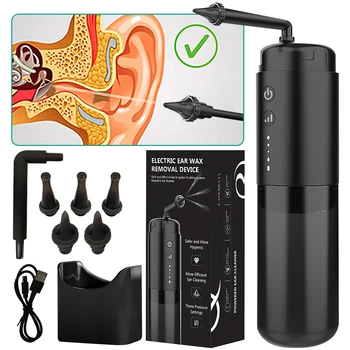 Напълно автоматичен Електрически чисти ушите Спрей Ушна сяра Smart Ear Flusher 5V Безжична средство за премахване на ушна кал Нажежен отоскоп Чисти ушите