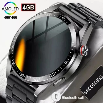 4G ROM Смарт часовници Мъжки Amoled SmartWatch Bluetooth Предизвикателство локална музика Смарт часовници за Android и ios и е Постоянно включен диктофон