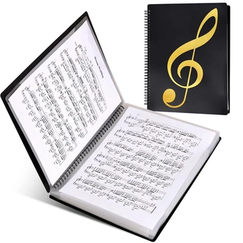 Папката за музика, 60 Страници, Бележки / Притежателя, Подходящи за писане с формат А4, Записываемая и свалящ папка за хор (черен)