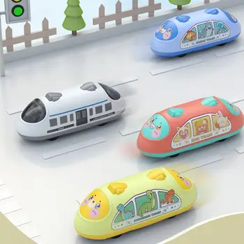 Пластмасов push-pull бързи влакове, играчка, Сладък цветен познавателен cartoony животински модел, Двутактов кола, детски играчки, подарък за рожден Ден